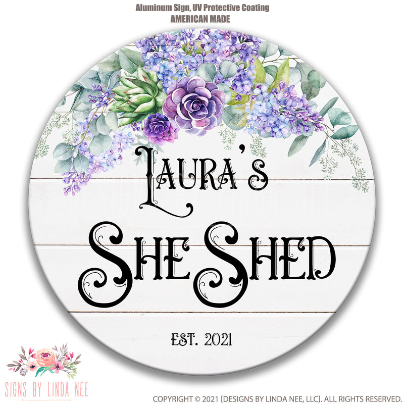 Personalized She Shed Sign, She Shed Gift, Lavender Custom Woman's Shed Sign, Cute She Shed Decor, She Shed Door Sign Shed Signage F-SHE006