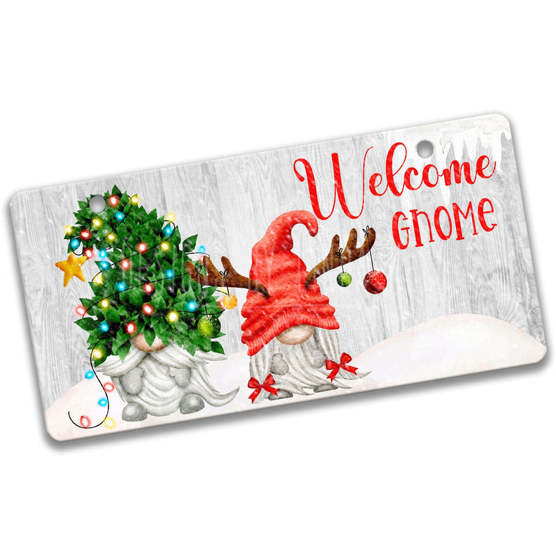Gnome Sign, Gnome Welcome Wreath Sign, Christmas Sign, 6x12 Holiday Wreath, Gnome Decor, Christmas Gnome Sign, Gnome Couple Decor 7-XMS002