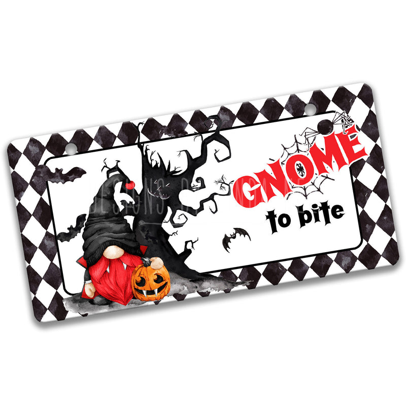 Vampire Wreath Sign - Dracula Sign - Gnome to Bite Halloween Sign - Pumpkin Fall Metal Sign - Cute Halloween Decoration Front Door 7-HAL006
