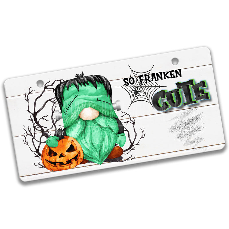 Frankenstein Wreath Sign - Monster Halloween Sign - Pumpkin Fall Metal Sign - Cute Halloween Decoration for Front Door or Porch 7-HAL007