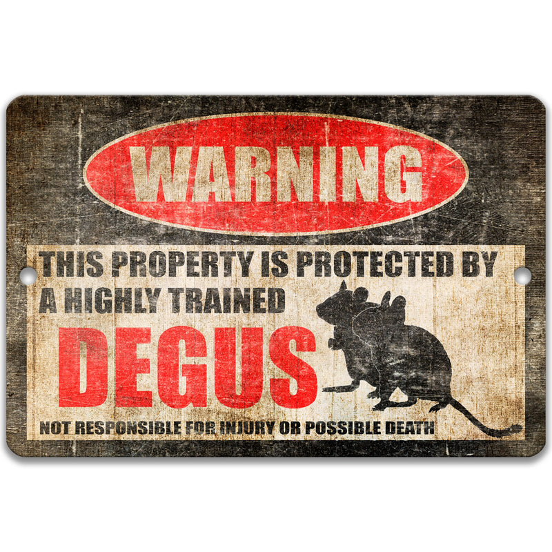 Funny Degu Sign, Protected by Degus Animal Decor Pet Degu Sign Degu Warning Sign Barn Sign Farm Decor Outdoor Decor Small Pet Gift 8-HIG024