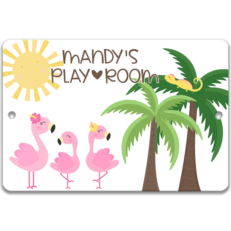 Kids Personalized Playroom Sign, Pink Flamingo Kids Sign, Custom Playroom Wall Decor, Girls Bedroom Sign, Bedroom Door Sign, B-AAA001