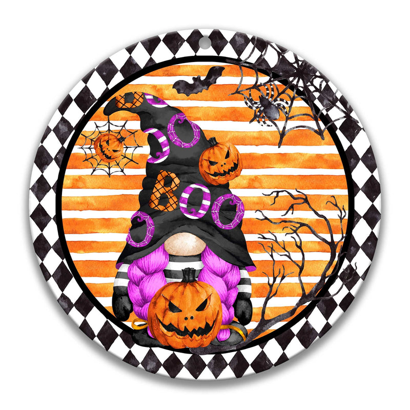 BOO Halloween Sign - Witch GNOME Sign - 12" Spooky Halloween Wreath Sign - Witch Door Wreath Sign - 3" Tiered Tray Accessory 7-HAL003
