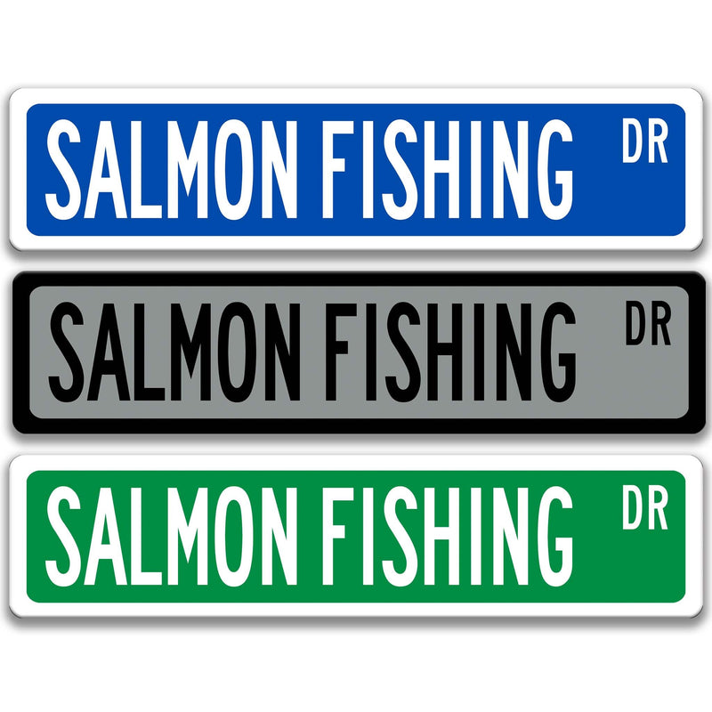 Salmon Fishing Sign, Gift for Fisherman, Salmon Fishing Decor, Outdoor Sign, Bar Sign, Man Cave Sign, Stream Fishing Sign S-SSS051