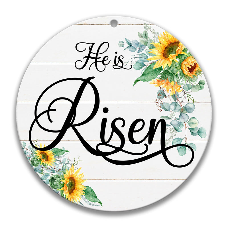 He Is Risen Sign For Easter And Spring Wreaths, Religious Easter Wood Metal Wall Sign, Christian Sign, Easter Door Hanger, X-EAS021