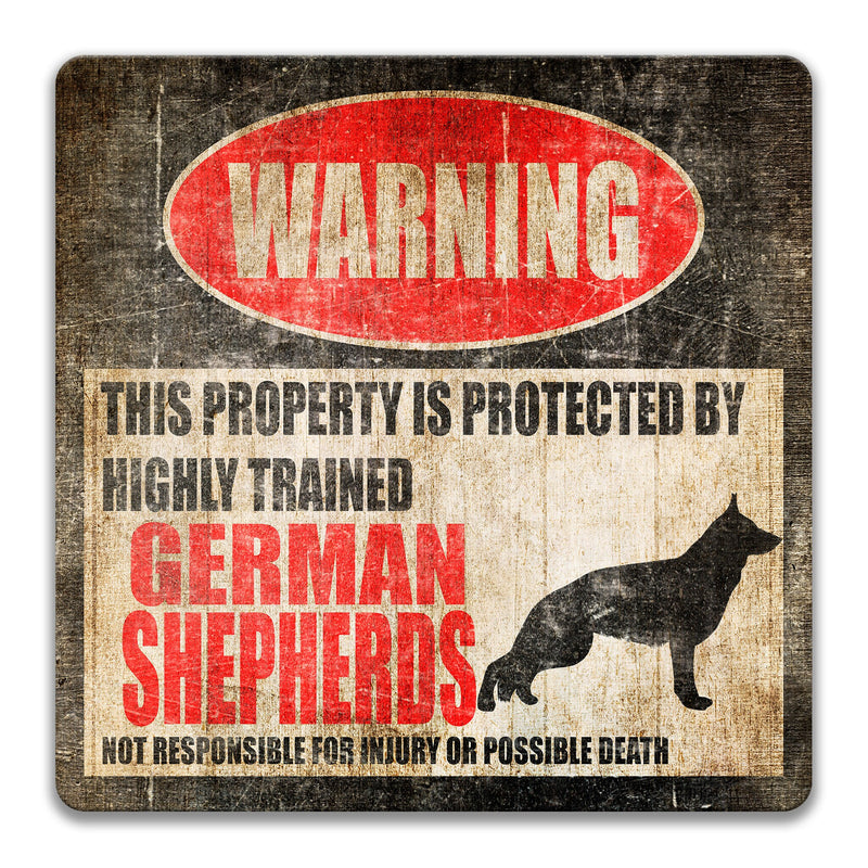 Funny Metal Sign German Shepherds Dog Sign No Trespassing Sign Dog Warning Beware Dog Warning Sign GSD Beware of Dog Sign Yard Sign Z-PIS004