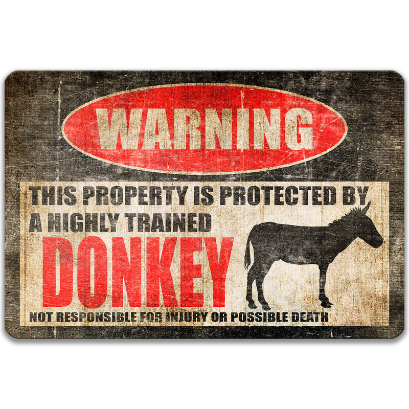 Donkey Sign Donkey Warning Sign Barn Sign Mule Sign Funny Metal Farm Sign Stable Sign Beware of Donkey Decor Donkey Gift Jackass Z-PIS007