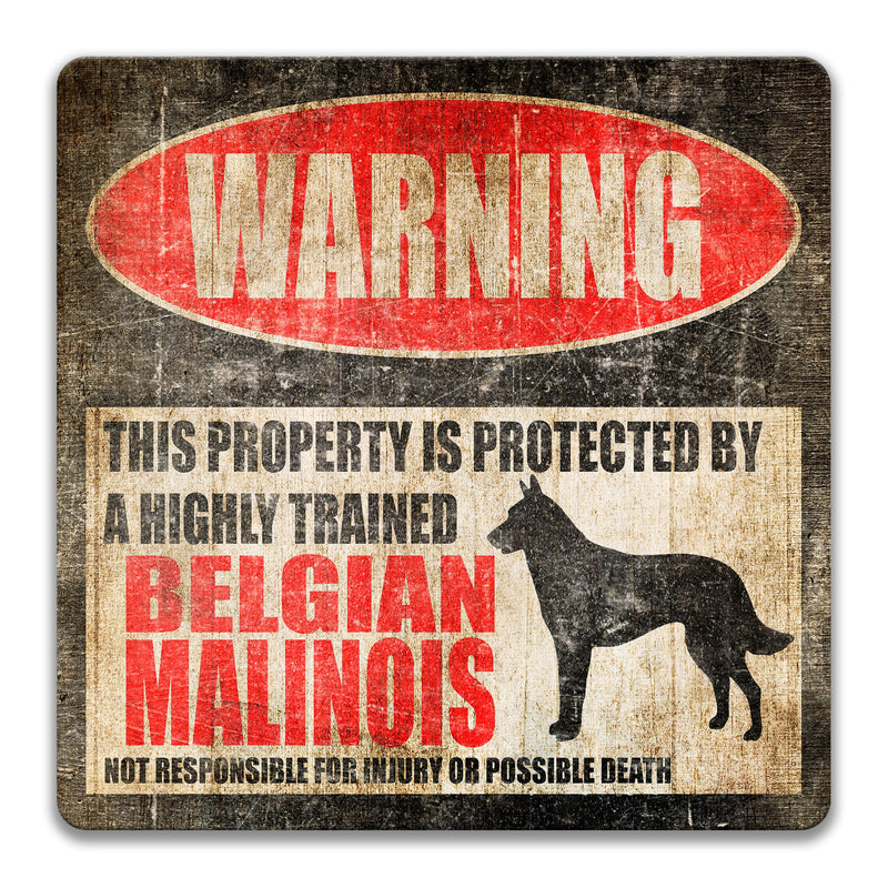 K9 Security Dog Belgian Malinois Sign No Trespassing Dog Warning Sign German Shepherd Beware of Dog Malinois Police K9 Guard Dog Z-PIS0011