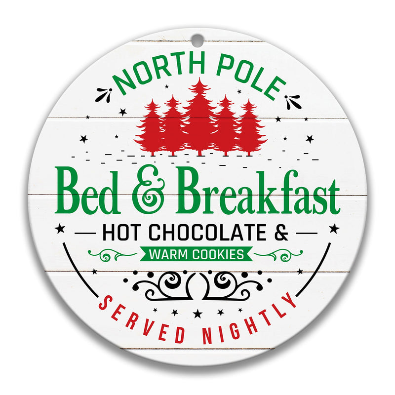 North Pole Christmas Wreath Sign, 8", North Pole  Decor, Xmas Decor Wall Art, Round Holiday Wreath Supplies, North Pole Sign X-XMS065