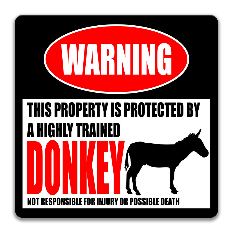 Donkey Sign Donkey Warning Sign Barn Sign Mule Sign Funny Metal Farm Sign Stable Sign Beware of Donkey Decor Donkey Gift Jackass Z-PIS007