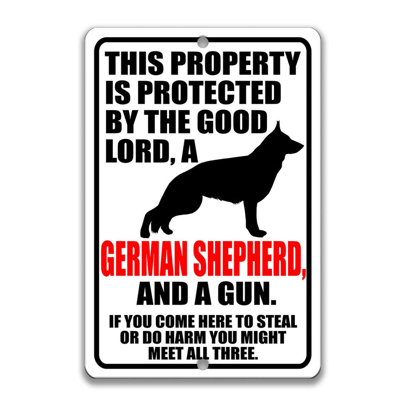German Shepherd Dog Sign Funny Metal Sign Dog Warning Sign Dog Sign German Shepherd Gift Sign Gun Sign 2nd Amendment Sign Z-PIS029