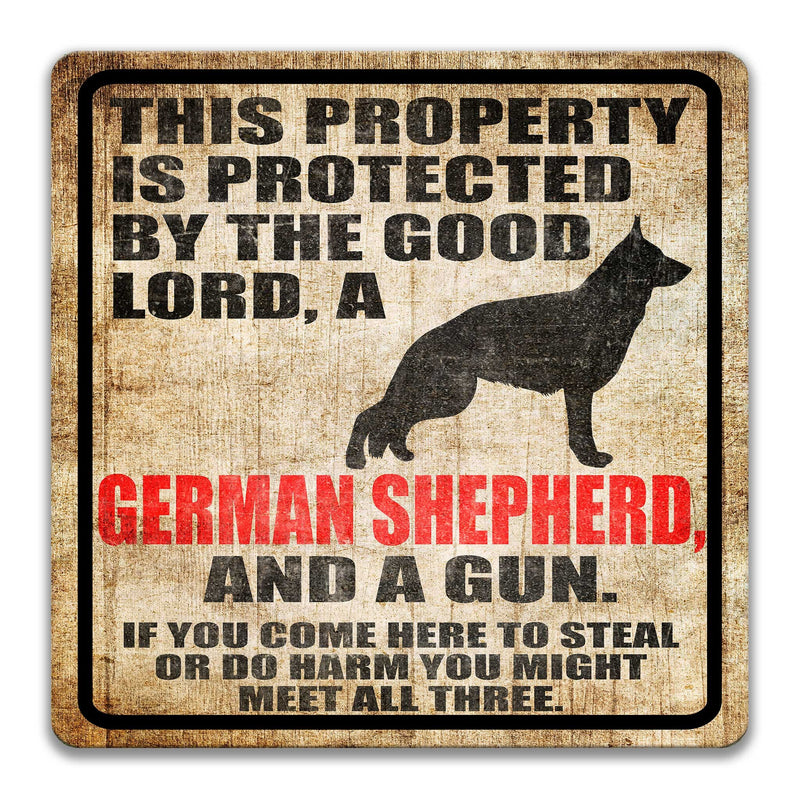 German Shepherd Dog Sign Funny Metal Sign Dog Warning Sign Dog Sign German Shepherd Gift Sign Gun Sign 2nd Amendment Sign Z-PIS029