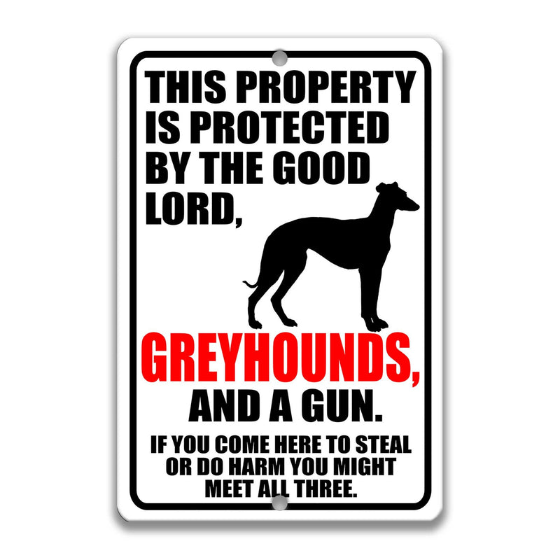 Greyhound Dog Sign Dog Warning Sign Dog Sign Warning Sign Greyhound Gift Sign Gun Sign 2nd Amendment Sign NRA Sign Firearm Z-PIS062