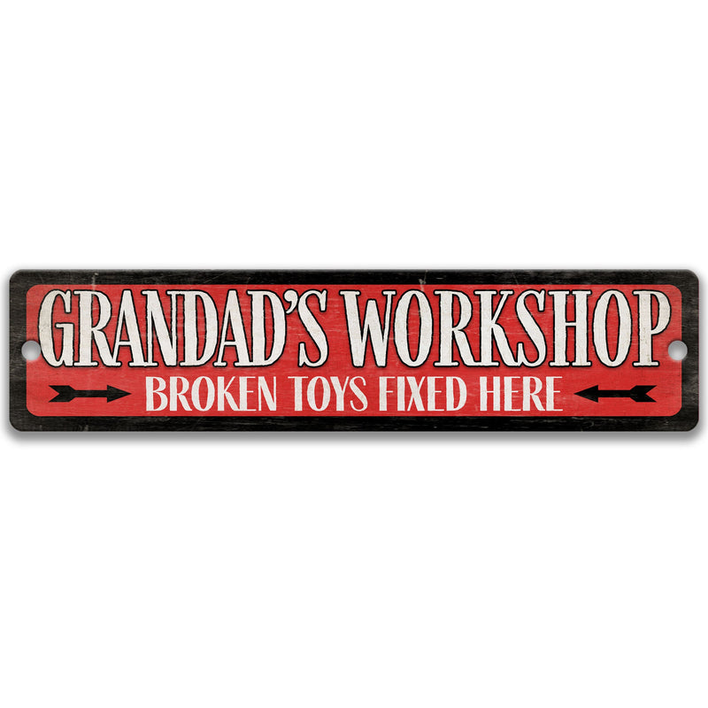 Grandad's Workshop, Father's Day 2022, Broken Toys Fixed, Man Cave Sign, Personalized Man Cave Decor, Metal Custom Gift for Grandad D-FDA013