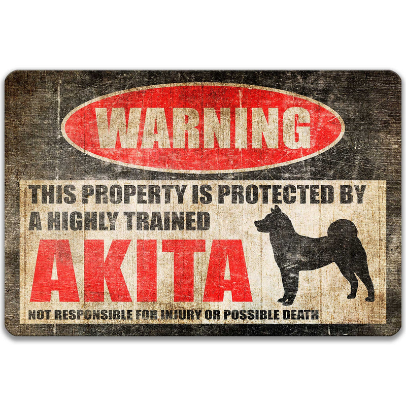 Akita Sign Funny Dog Sign No Trespassing Sign Dog Warning Sign Beware of Dog Sign Warning Sign Yard Sign Welcome Sign Decor Z-PIS199