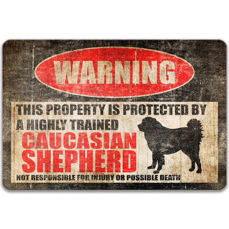 Caucasian Shepherd Sign Funny Dog Sign No Trespassing Sign Dog Warning Sign Beware of Dog Sign Warning Sign Yard Sign Welcome Decor Z-PIS213
