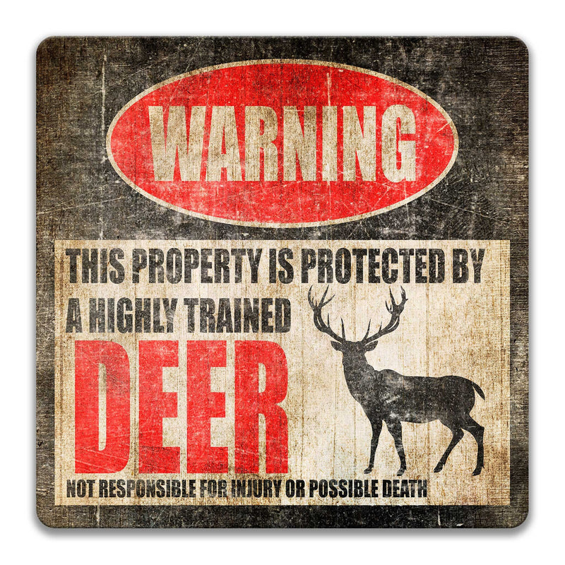 Deer Sign Cabin Sign Funny Deer Sign Deer Decor Deer Warning Sign Funny Metal Barn Sign Stable Sign Beware of Deer Gift Lodge Decor Z-PIS255