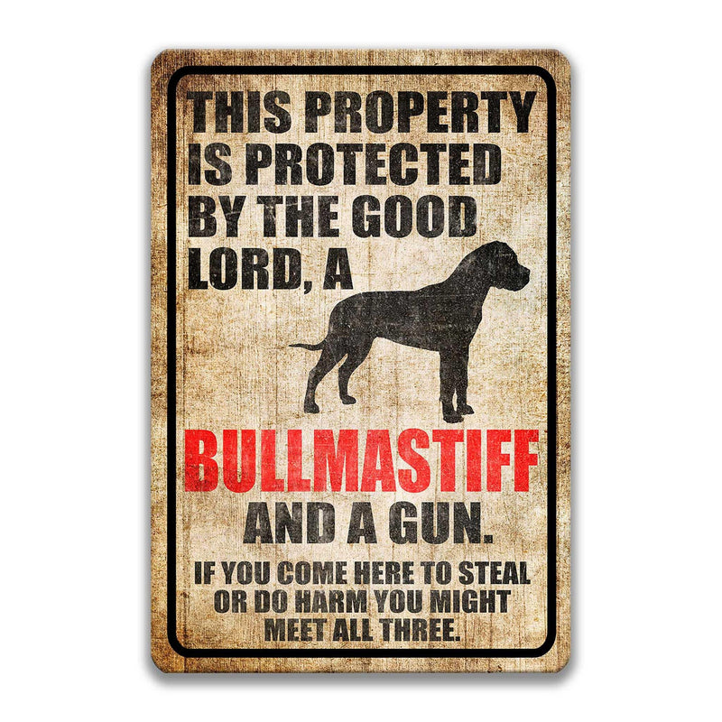 Bullmastiff Dog Sign Dog Warning Sign Dog Sign Warning Sign Bullmastiff Gift Sign Gun Sign 2nd Amendment Sign NRA Sign Firearm Sign Z-PIS298