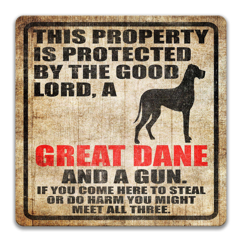 Great Dane Dog Sign Dog Warning Sign Dog Sign Warning Sign Great Dane Gift Sign Gun Sign 2nd Amendment Sign NRA Sign Firearm Z-PIS299