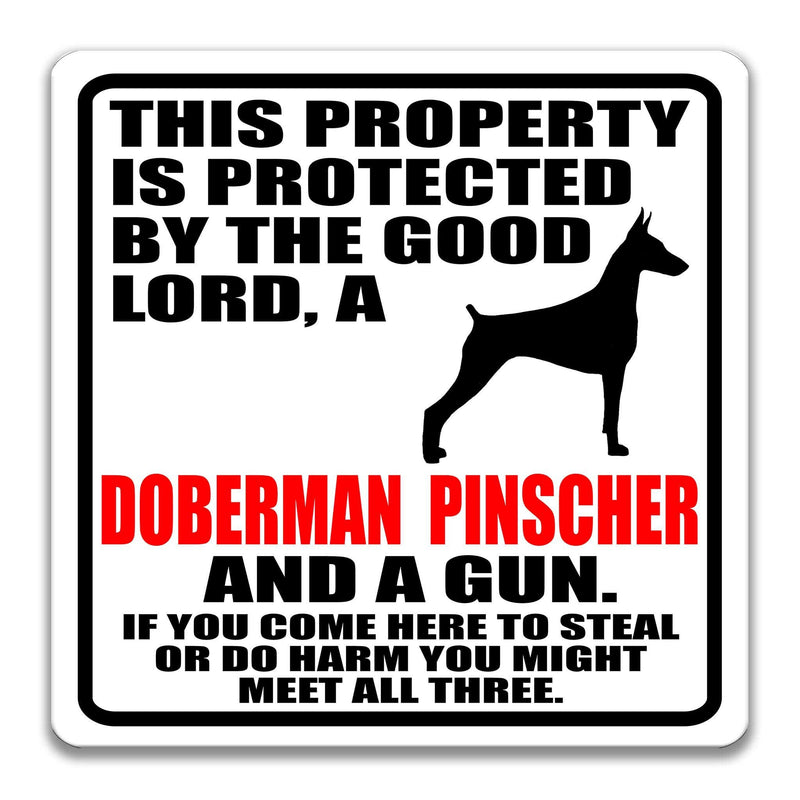 Doberman Pinscher Dog Warning Sign Dog Sign Warning Sign Doberman Pinscher Gift Gun Sign 2nd Amendment Sign NRA Sign Firearm Z-PIS301