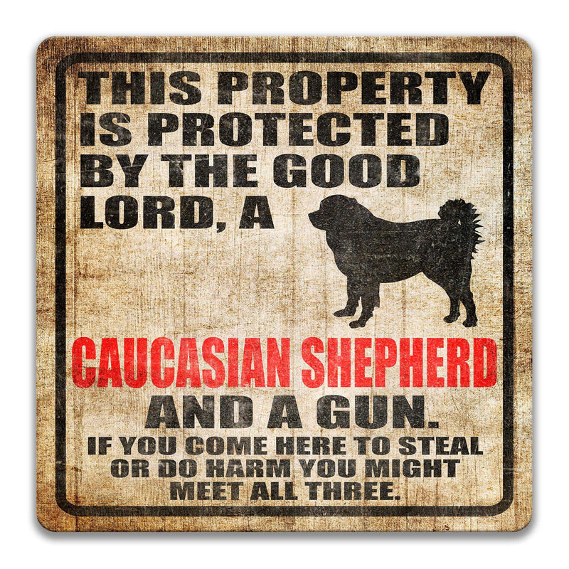 Shepherd Dog Sign Dog Warning Sign Dog Sign Warning Sign Caucasian Shepherd Gift Sign Gun Sign 2nd Amendment Sign NRA Sign Firearm Z-PIS302