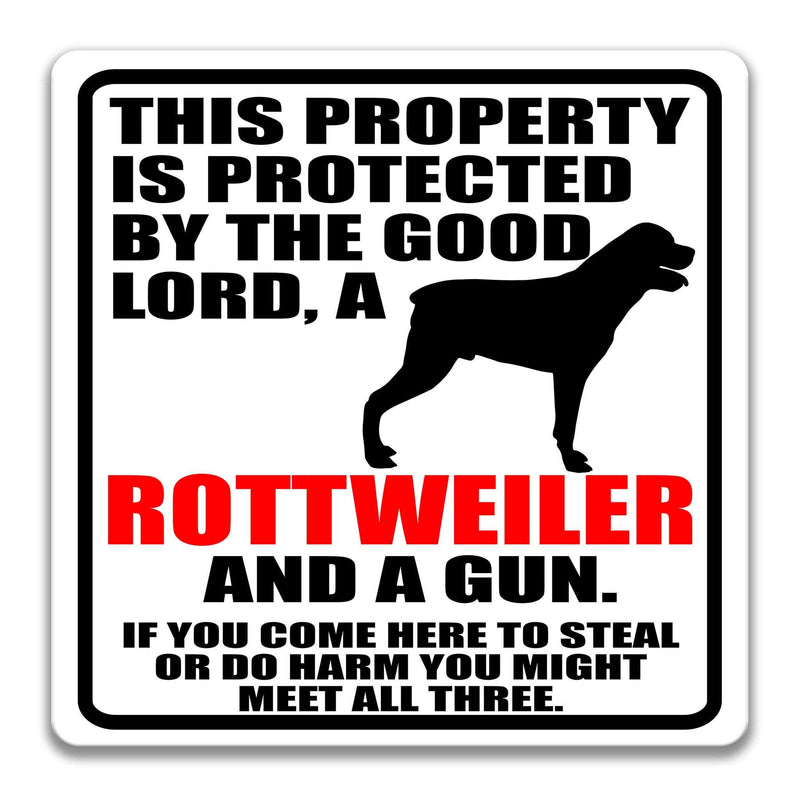 Rottweiler Dog Sign Dog Warning Sign Dog Sign Warning Sign Rottweiler Gift Sign Gun Sign 2nd Amendment Sign NRA Sign Firearm Police Z-PIS305