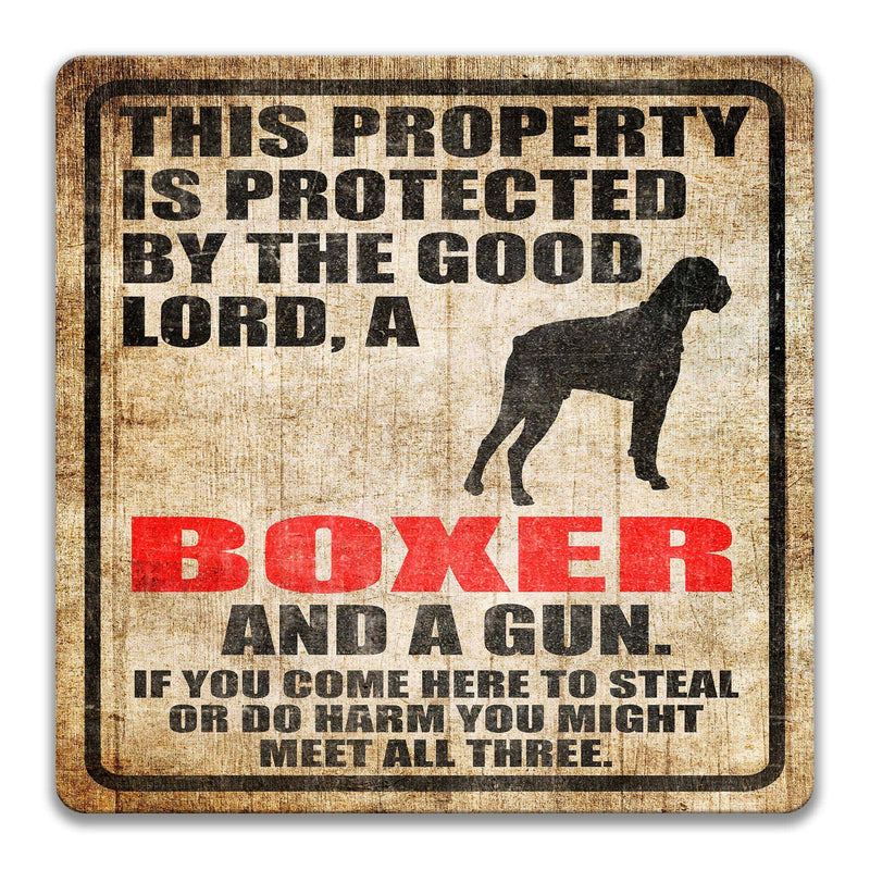 Boxer Dog Sign Dog Warning Sign Dog Sign Warning Sign Boxer Gift Sign Gun Sign 2nd Amendment Sign NRA Sign Firearm Z-PIS324