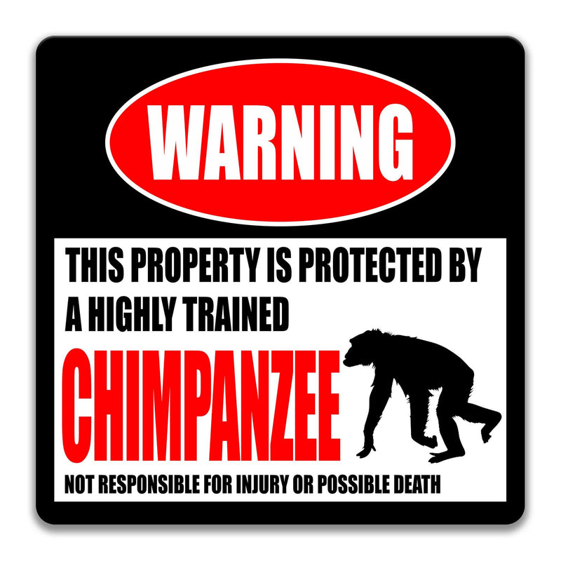 Chimpanzee Sign, Chimpanzee Warning Sign Chimpanzee Decor Chimpanzee Gift Chimpanzee Art Chimp Collectable Funny Monkey Sign  Z-PIS081