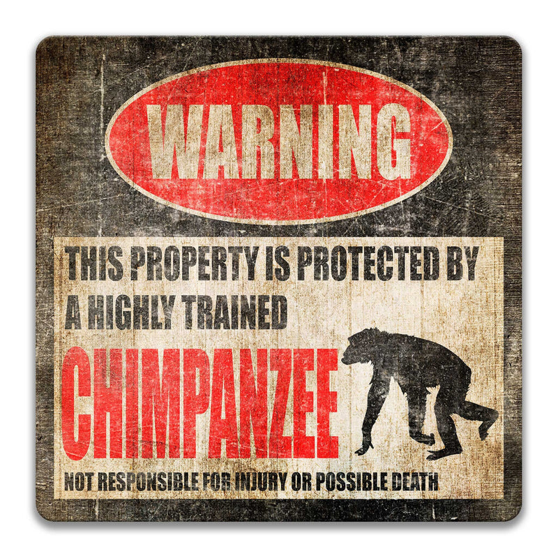 Chimpanzee Sign, Chimpanzee Warning Sign Chimpanzee Decor Chimpanzee Gift Chimpanzee Art Chimp Collectable Funny Monkey Sign  Z-PIS081