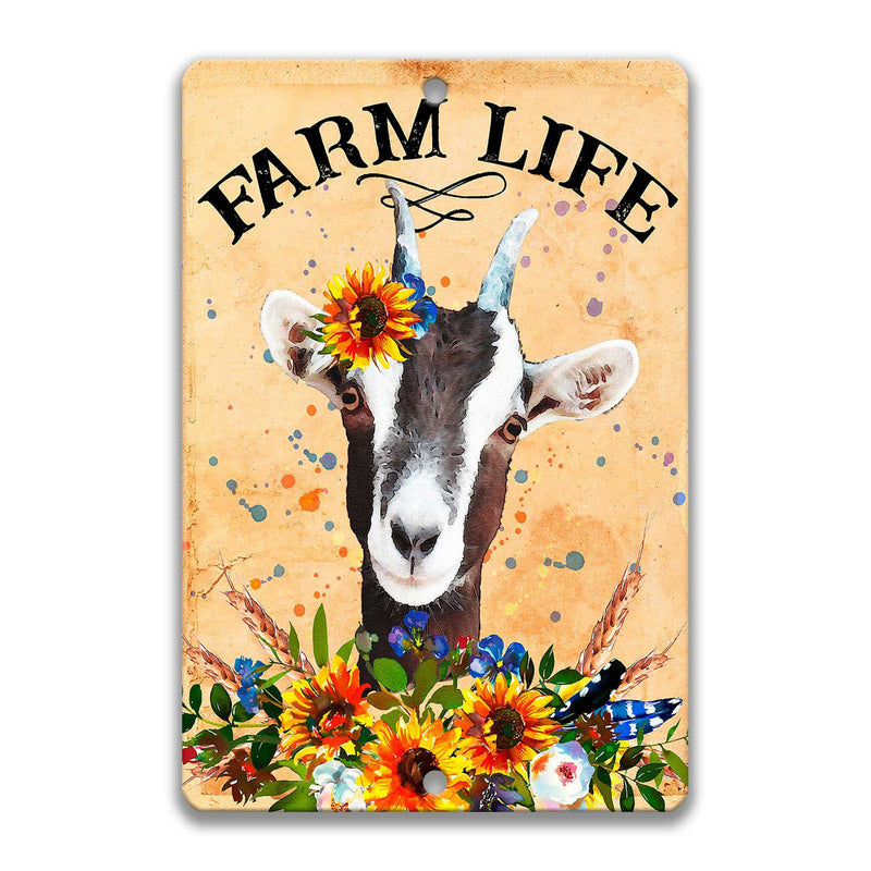 Farm Life Sign, Goat Decor, Goat Sign Farm Sign, Stable Sign, Barn Sign Yard Sign Goat Lover Livestock Sign Goat Gift Sunflower Art Z-PIS114