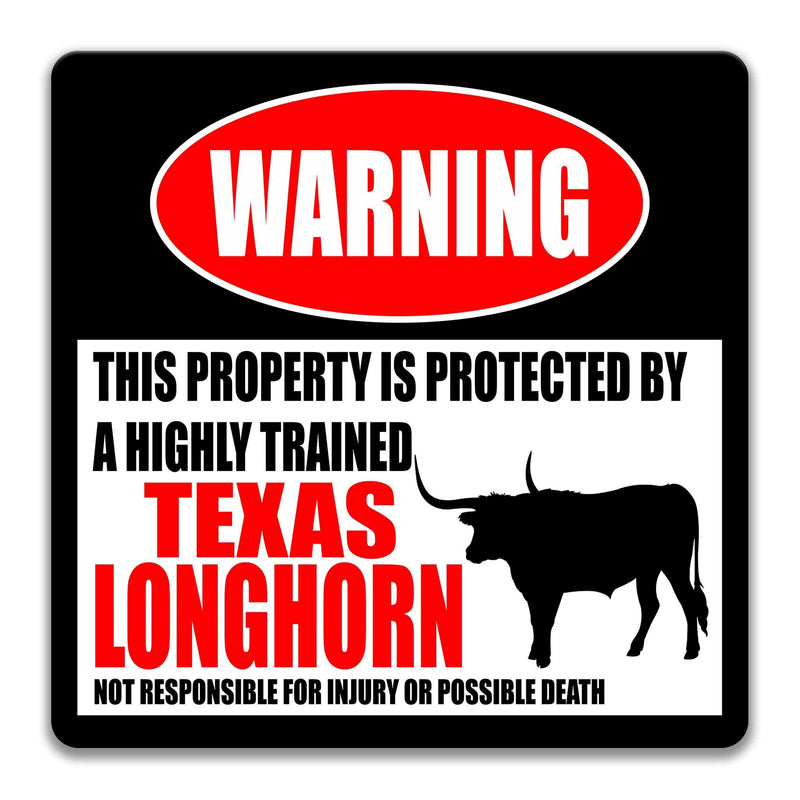 Texas Longhorn Sign Barn Sign Farm Sign Bull Decor Cow Warning Sign Funny Metal Farm Sign Beware of Livestock Gift Funny Ranch Gift Z-PIS273