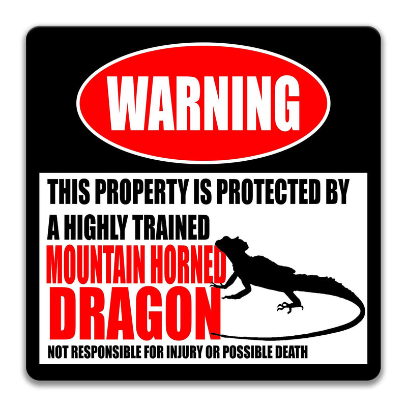 Funny Mountain Horned Dragon Sign Mountain Horned Dragon Sign Accessories Lizard Warning Sign Metal Sign Reptile Sign Lizard Sign Z-PIS282