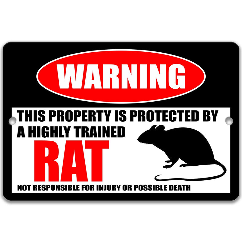 Funny Rat Sign, Protected by Rat Animal Decor Pet Rat Sign Rodent Warning Sign Pet Rat Sign Rat Decor Outdoor Decor Rodent Gift Z-PIS289