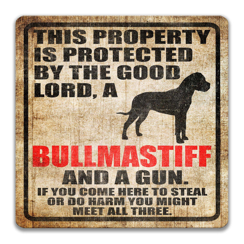 Bullmastiff Dog Sign Dog Warning Sign Dog Sign Warning Sign Bullmastiff Gift Sign Gun Sign 2nd Amendment Sign NRA Sign Firearm Sign Z-PIS298