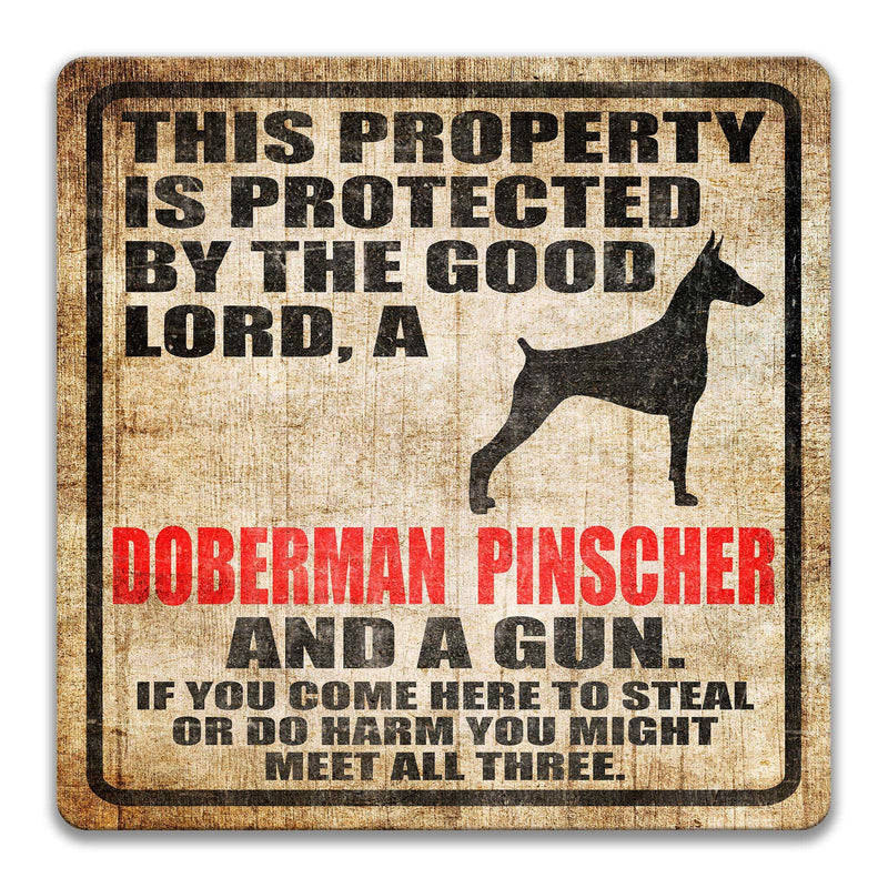 Doberman Pinscher Dog Warning Sign Dog Sign Warning Sign Doberman Pinscher Gift Gun Sign 2nd Amendment Sign NRA Sign Firearm Z-PIS301
