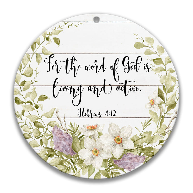 Hebrews 4:12 Sign, Christian Wreath Sign, Floral Word of God Sign, Spring Sign, Metal Wreath Sign, Easter Decor, Wreath Supplies C-SCR018
