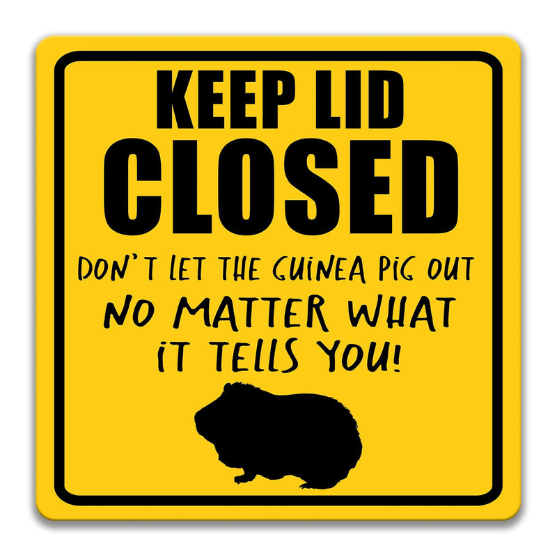 Guinea Pig Sign Funny Guinea Pig Sign Guinea Pig Decor Keep Lid Closed Rodent Decor Sign for Cage Animal Sign Pet Gift Small Pet  Z-PIS321