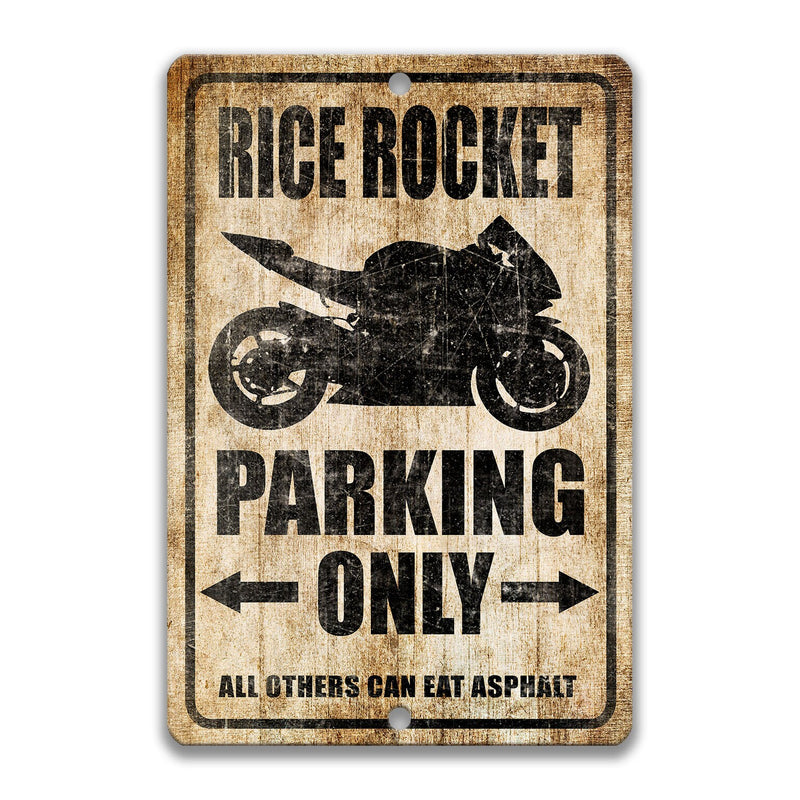 Rice Rocket Parking Only Sign, Rice Rocket Sign, Rice Rocket Lover Gift, Rice Rocket Motorcycle Decor, Rice Rocket, Motorcycling S-PRK012