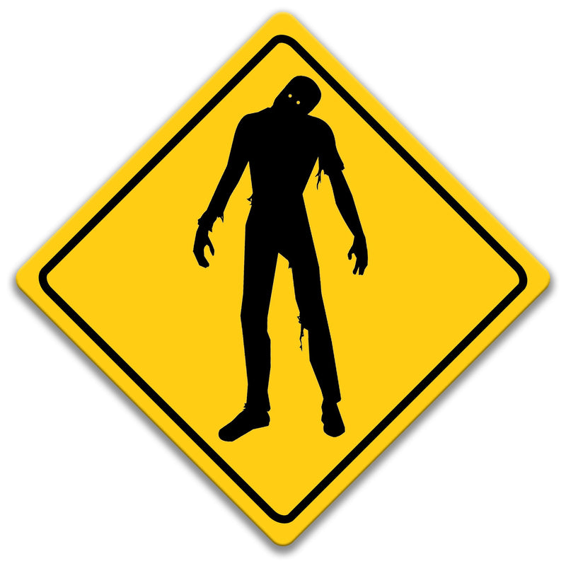 Zombie Sign, Zombie Crossing Sign, Diamond Zombie Sign, Zombie Decor, Zombie Warning Sign, Metal Zombie Sign, Beware of Zombie Gift 8-XNG016
