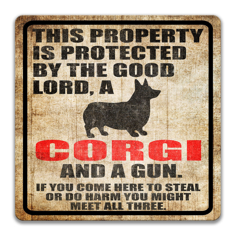 Corgi Dog Sign Dog Warning Sign Dog Sign Warning Sign Corgi Gift Sign Gun Sign 2nd Amendment Sign NRA Sign Firearm Z-PIS328