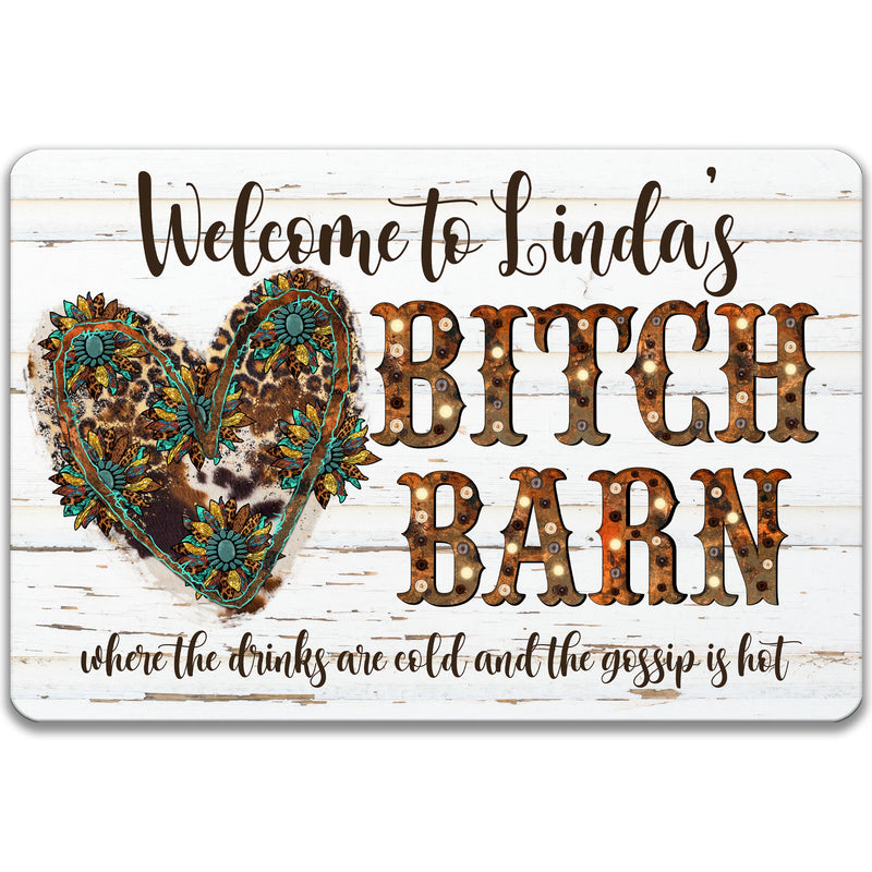 Bitch Barn Sign, Personalized Southwestern She Shed Sign, Funny Bitch Barn Decor, Boho She Cave Sign, Funny Barn Décor Animal Print P-SHE004
