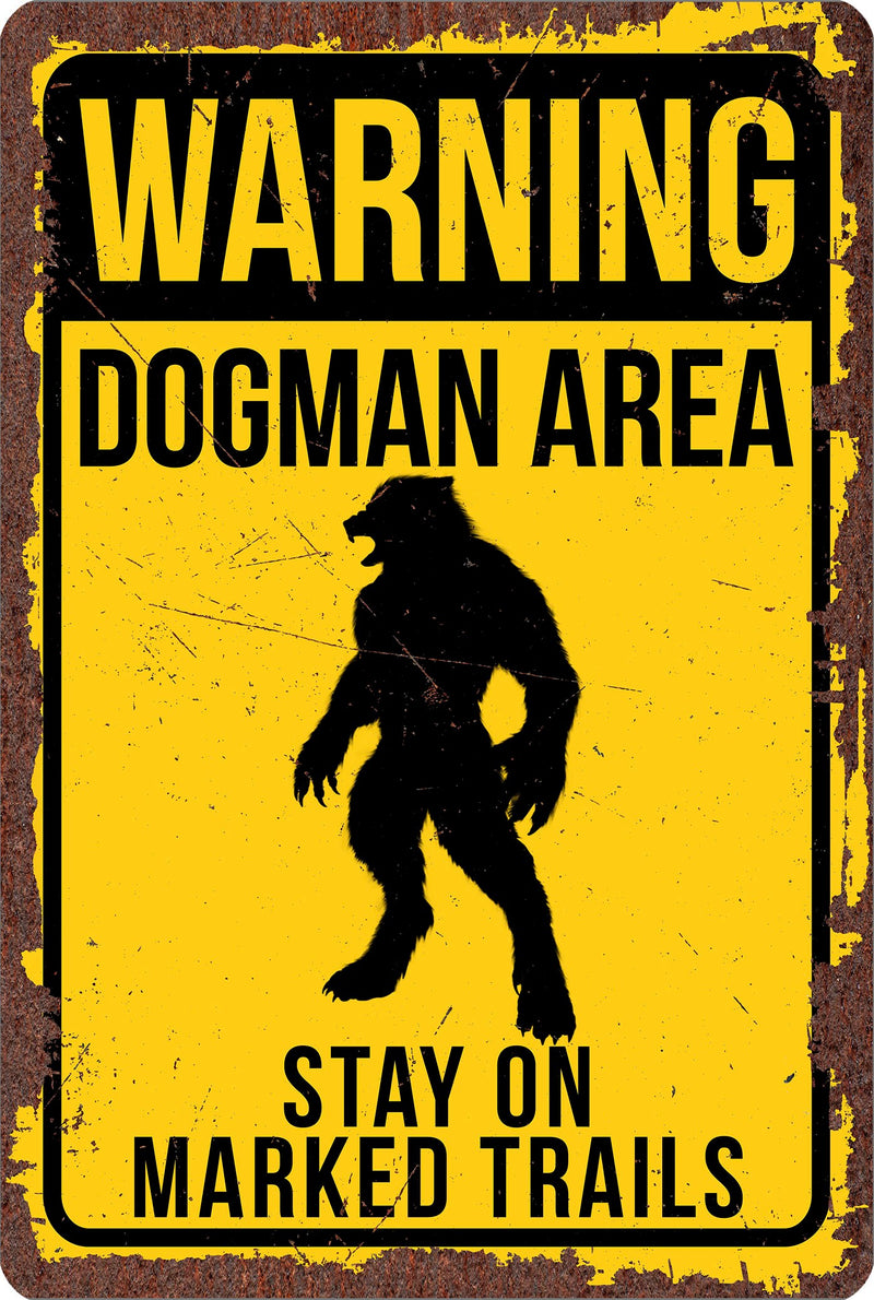 Dogman Sign, Dogman Breeding Area, Michigan Dogman Gift, Mythical Creature, Monster, Urban Legends, Folklore Outdoor Yard Decor 8-ANM022