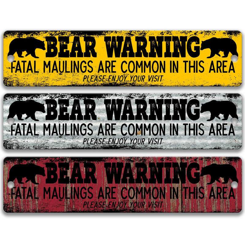 Funny Bear Warning Sign, Bear Hunting Sign, Black Bear, Grizzly Bear Gift, Brown Bear, Sign for Cabin, Animal Alert Outdoor Sign 8-ANM008