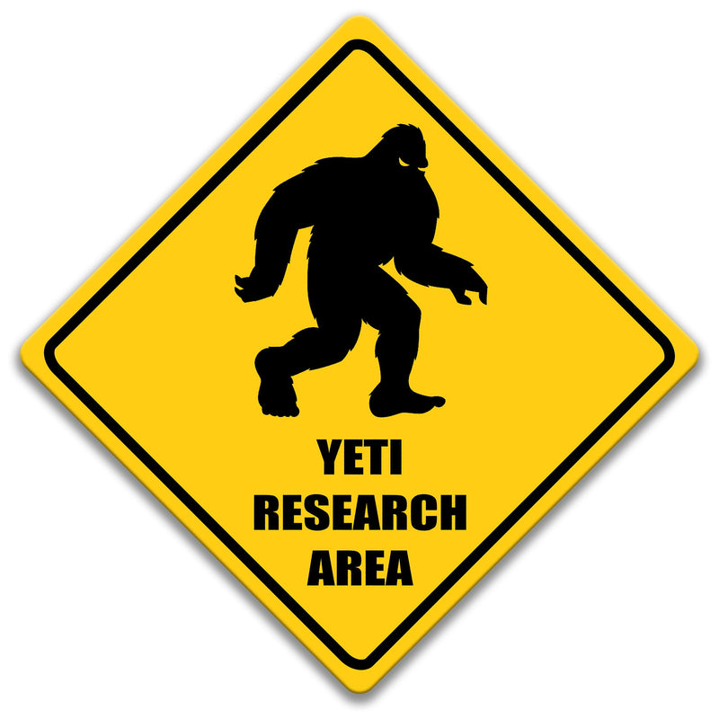 Yeti Sign, Bigfoot Research Area Sign, Yeti Yard Sign, Sasquatch Outdoor Sign, Rusty Tin Sign, Gifts for Him, Snowman, Bipedal Ape 8-ANM043