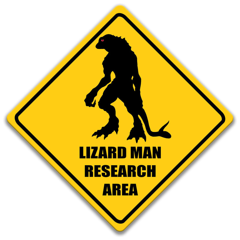 Lizard Man Research Area Sign, Reptilian Aliens, Bipedal Hominid-like, Living Dinosaur Lizard Man of Scape Ore Swamp South Carolina 8-ANM046