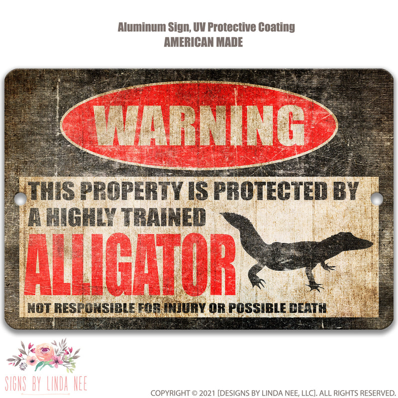 Funny Alligator Sign, Beware of Alligator Sign, Alligator Warning Sign, Novelty Decor, Distressed Wooden Sign