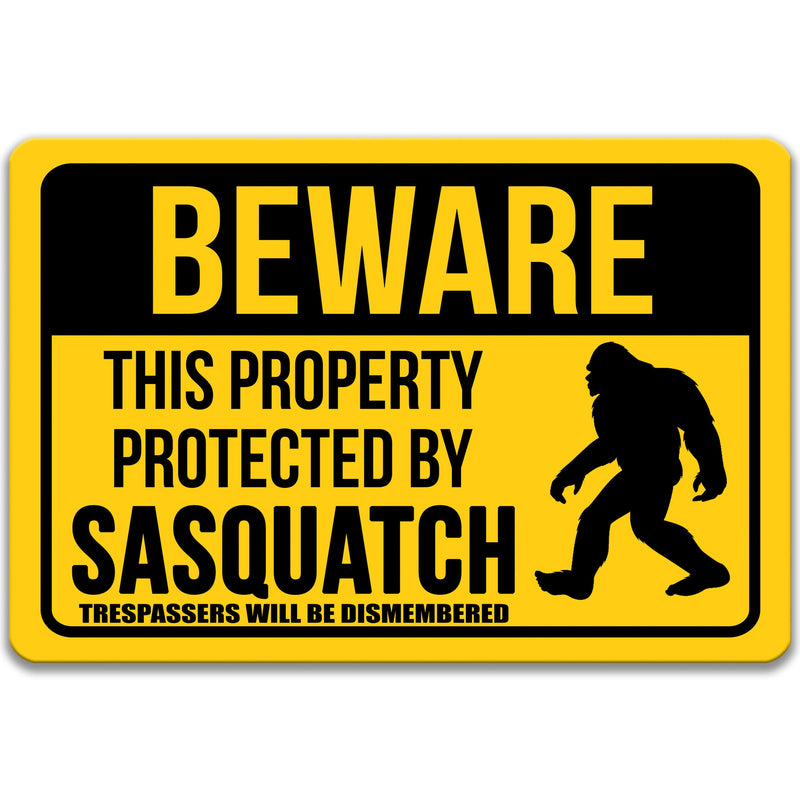 Sasquatch Sign, Sasquatch Protected Area, Funny Rusty Metal Sign, Bigfoot Sign, Sasquatch Warning Sign, No Trespassing Outdoor Sign 8-ANM012