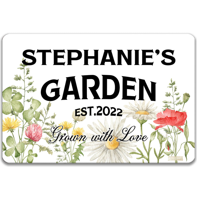 Personalized Flower Garden Sign, Plant Sign, Butterfly Garden Grown with Love Garden Shed Decor, Custom Gardener Gift, Rusty Sign G-SUM005