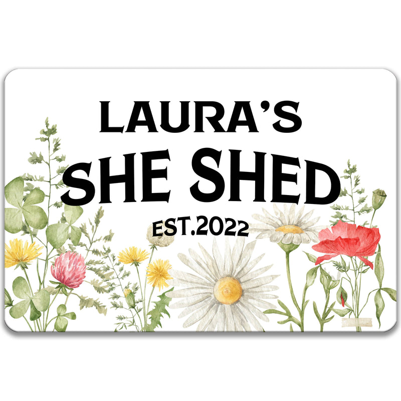 She Shed Sign, Personalized She Shed Sign, Custom Garden Shed Door Hanger, Outdoor Metal Woman's She Shed Sign, She Shed Gift F-SHE014