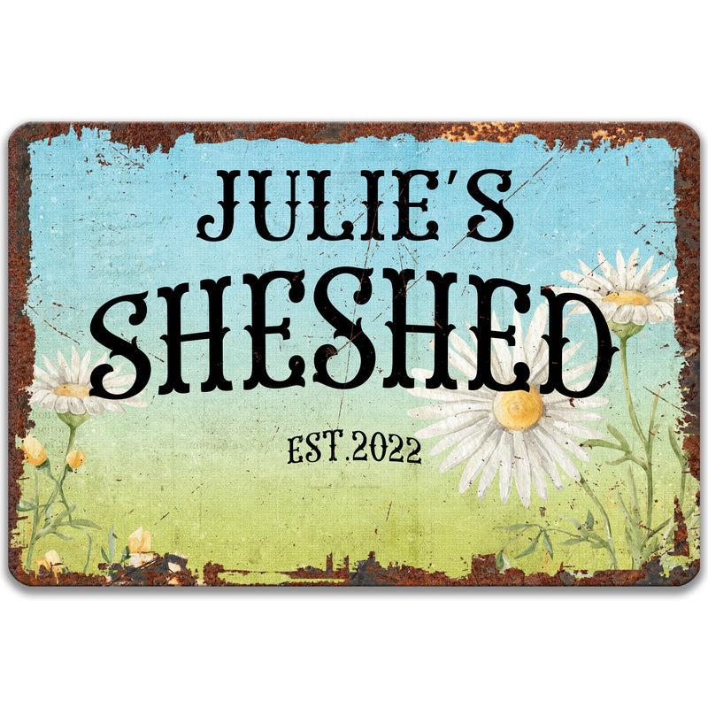 Personalized She Shed Floral Sign, Custom Woman's Shed Sign, She Shed Gift, Workshop Sign for Her, Woman Cave, Cute Garden Shed F-SHE013